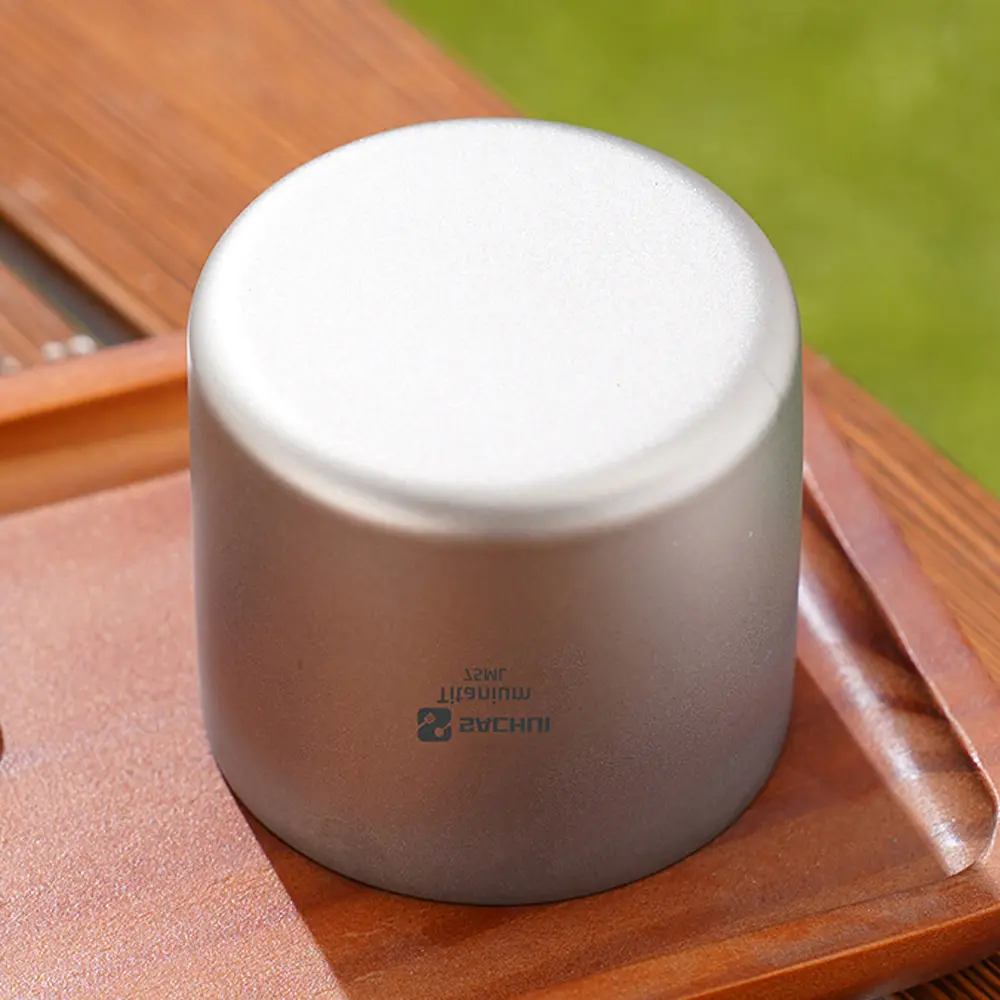 1pc Titanium Alloy Coffee Cup Double Layer Tea Cup Outdoor Camping Tableware