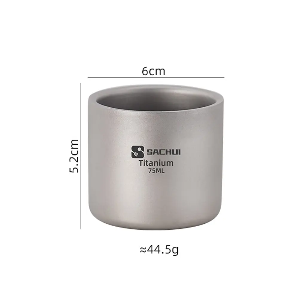 1pc Titanium Alloy Coffee Cup Double Layer Tea Cup Outdoor Camping Tableware