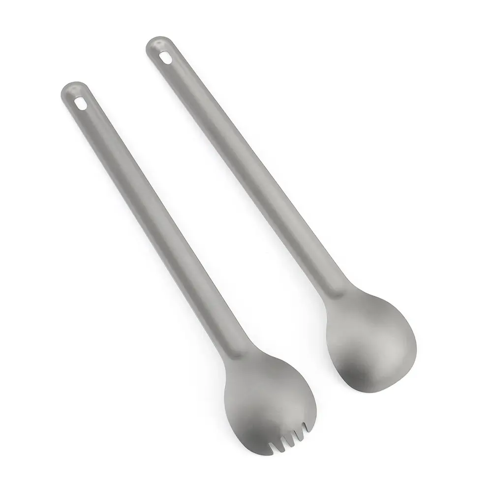 Titanium Long Handle Spoon Fork Light Weight Titanium Tableware Picnic Utensils Spoon Fork Outdoor Travel Supplies