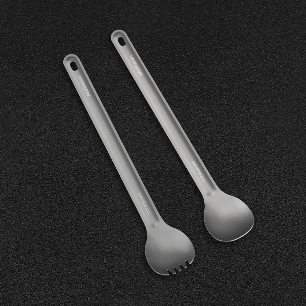 Titanium Long Handle Spoon Fork Light Weight Titanium Tableware Picnic Utensils Spoon Fork Outdoor Travel Supplies