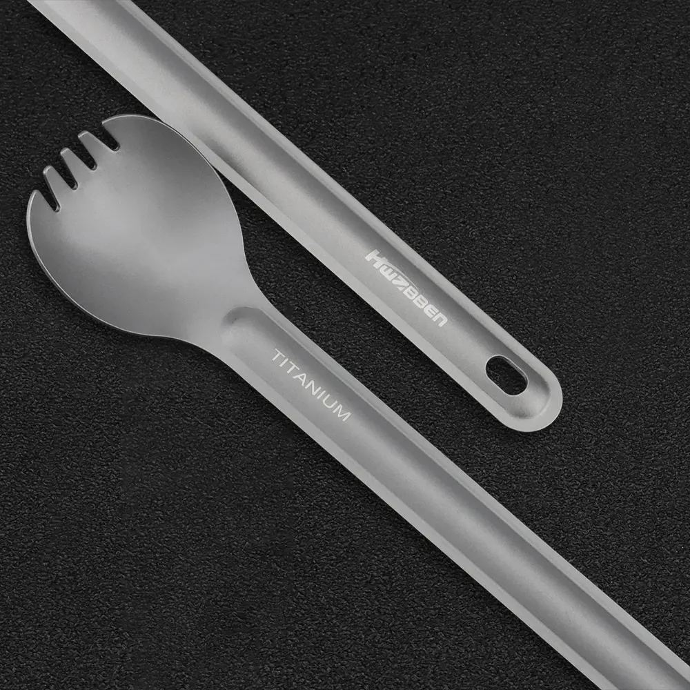 Titanium Long Handle Spoon Fork Light Weight Titanium Tableware Picnic Utensils Spoon Fork Outdoor Travel Supplies