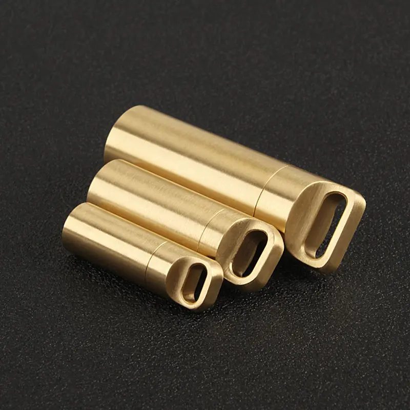 S/M/L Brass Waterproof Canister Keychain Bottle Outdoor Camping Tool