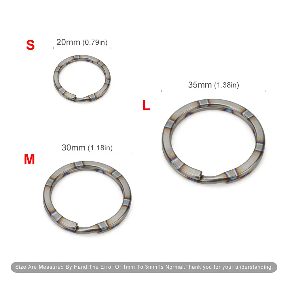 3pcs Mix 20/30/35mm Keychain Titanium Alloy Keyring EDC Outdoor Small Tool Titanium Ring Accessories