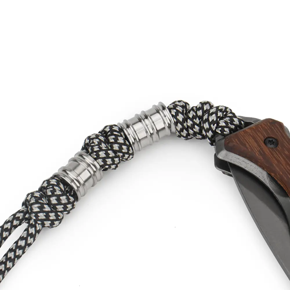 Titanium Alloy Silvery Bead DIY Braided Paracord Bead Umbrella Rope Pendant Keyring Accessories