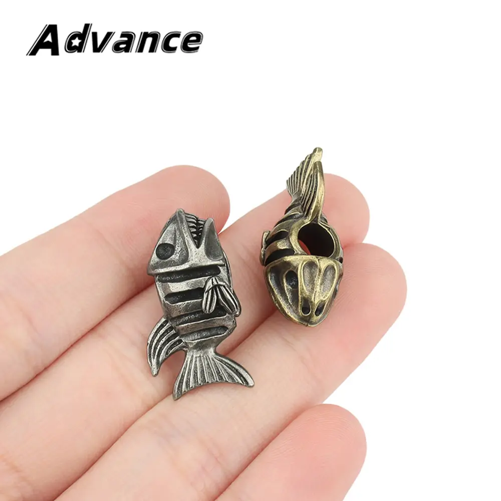 Bone Fish Shape Brass Knife Beads Paracord Lanyard Pendant Outdoor Flashlight Umbrella Rope Bead
