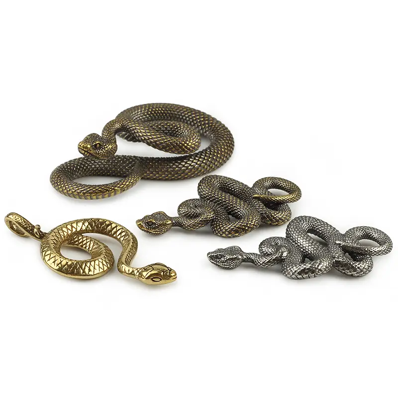Various Styles Brass Snake Key Ring Boa Key chain Outdoor Accessories EDC Copper Snake Car Hanging