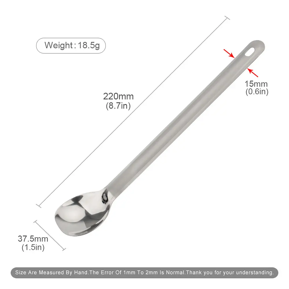Outdoor Titanium Alloy Tableware Titanium Long Handle Fork Spoon Camping Portable Stirring Spoon Soup Ultralight Travel Supplies