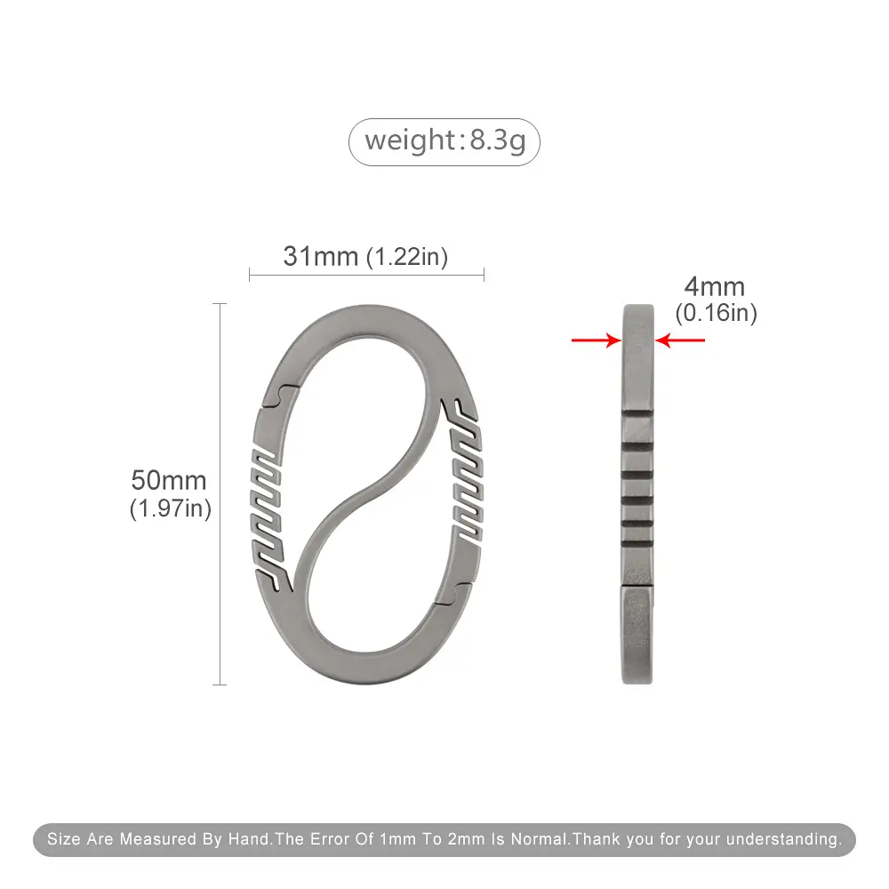Oval Titanium Alloy Buckle Waist Keychain Buckle Car Accessories Outdoor Camping Tool EDC