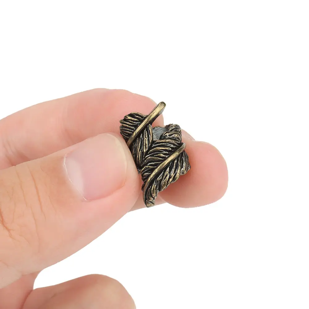Feather Shape Brass Knife Beads Paracord Lanyard Pendant Rope Bead DIY