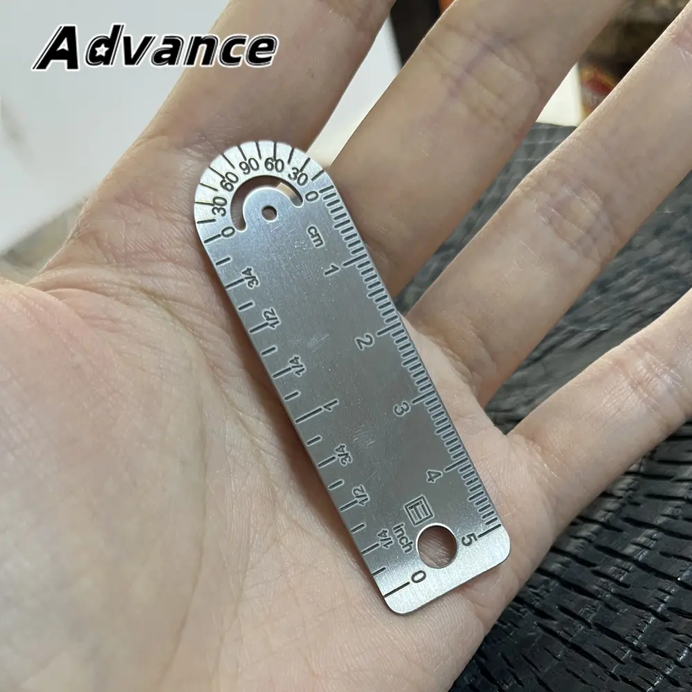 Mini Titanium Alloy Ruler Titanium Small Ruler Keychain Accessories Outdoor Tool