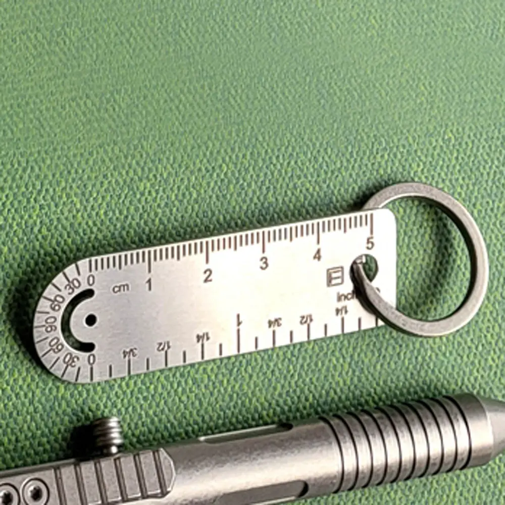 Mini Titanium Alloy Ruler Titanium Small Ruler Keychain Accessories Outdoor Tool