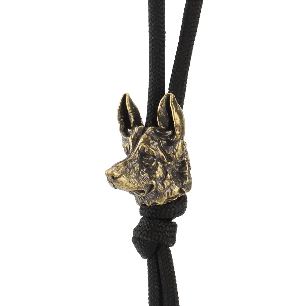 Dog Head Brass Paracord Beads Accessory Lanyard Bead Keychain Rope Zip Necklace Pendant