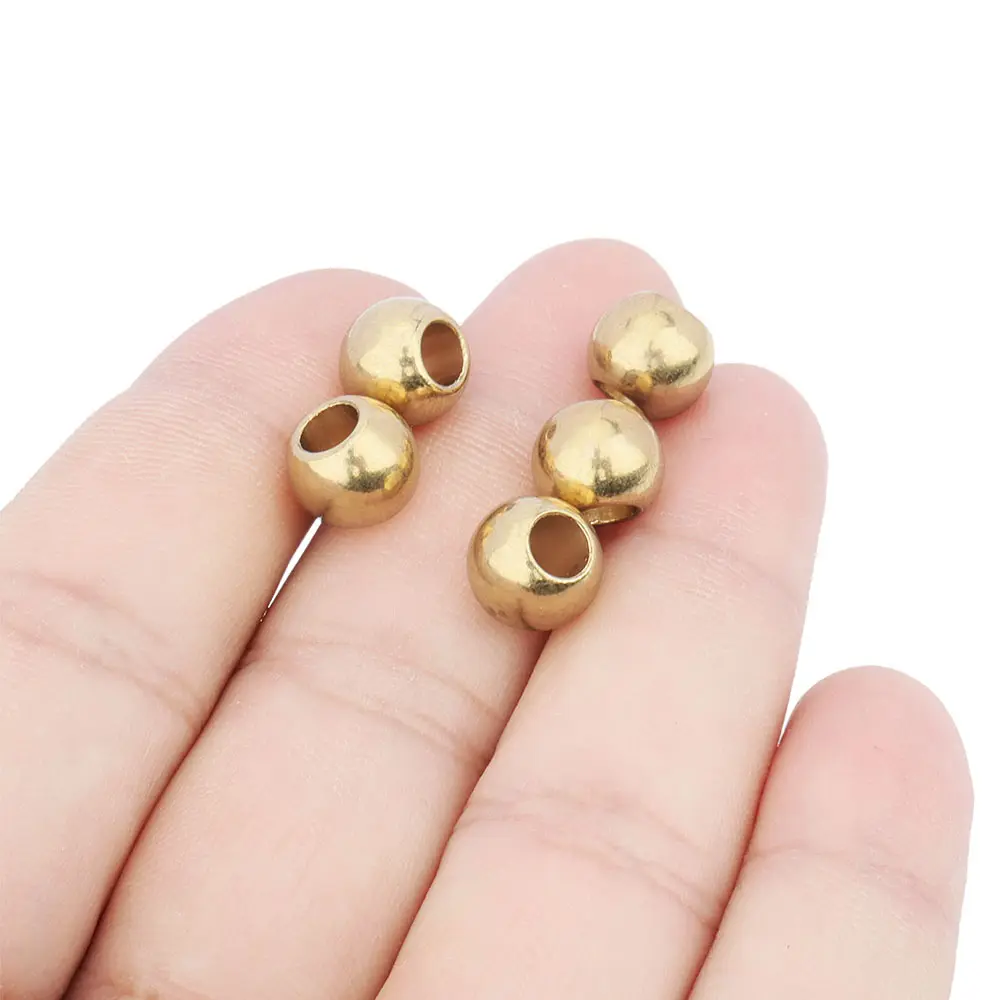 10pcs Paracord Brass Round Ball Beads Bracelets Loose Charm Bead DIY Necklaces Jewelry Making Accessories