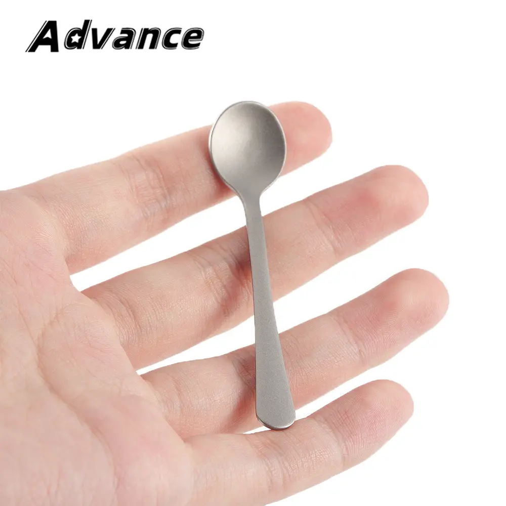 5pcs Mini Size Titanium Alloy Small Dessert Spoon Outdoor Camping Coffee Mixing Spoon