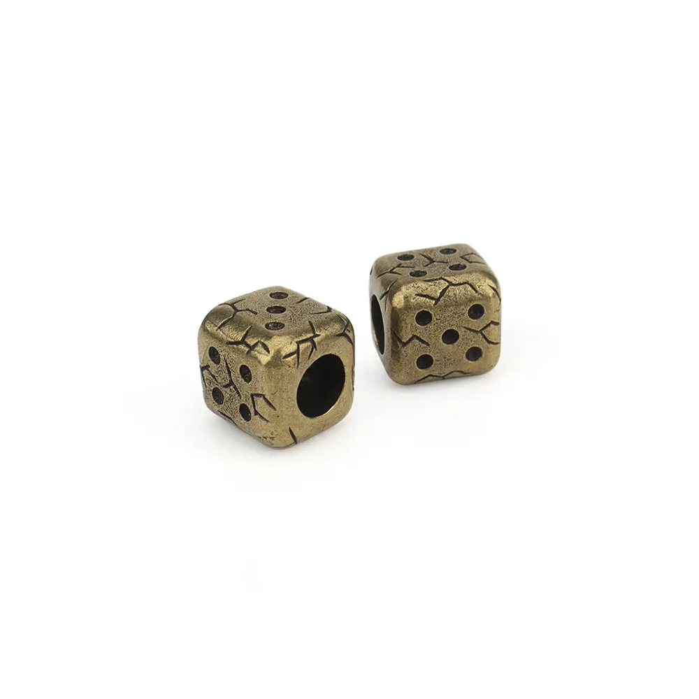 Brass Dice Knife Bead Paracord Lanyard Pendant Outdoor Flashlight Umbrella Rope Accessories