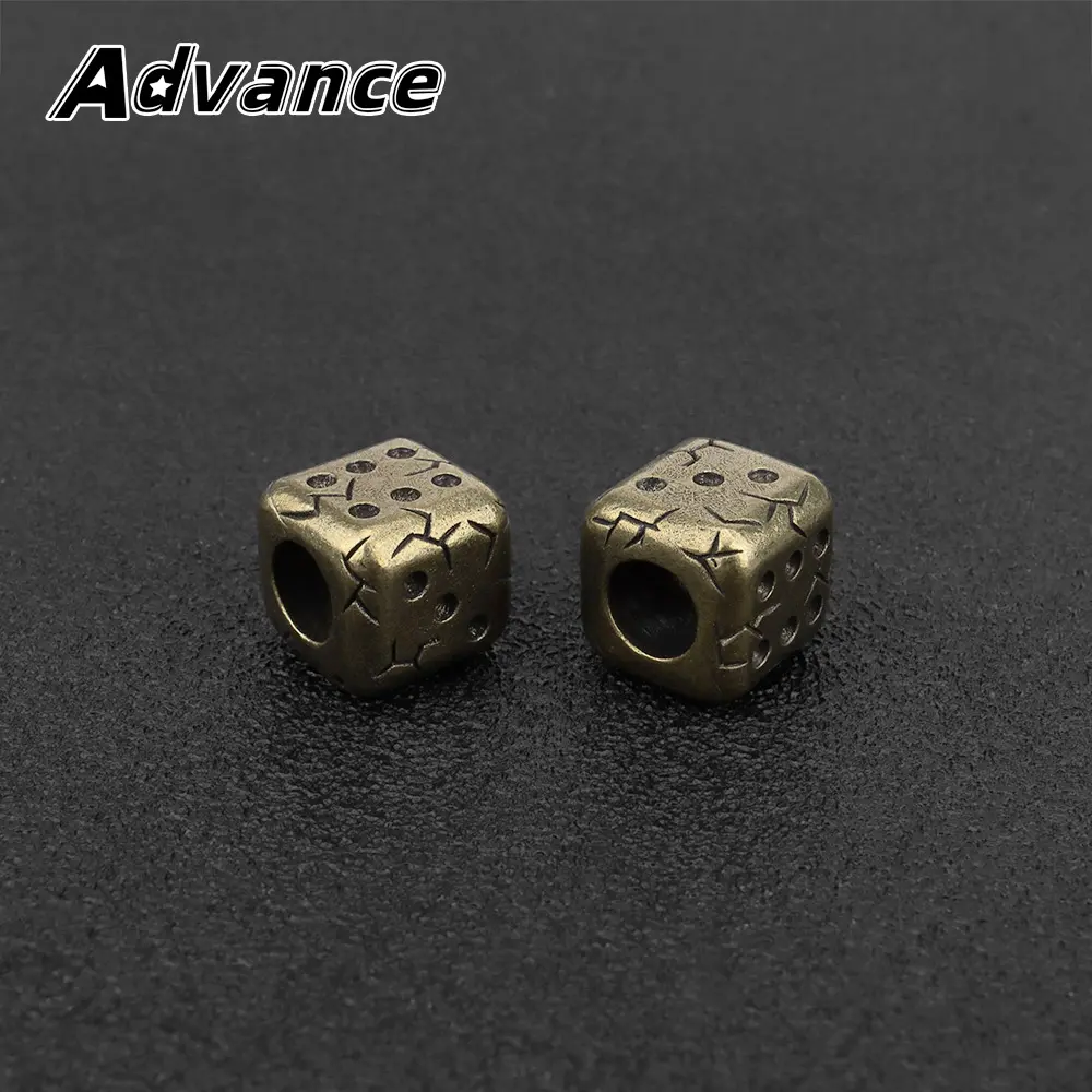 Brass Dice Knife Bead Paracord Lanyard Pendant Outdoor Flashlight Umbrella Rope Accessories