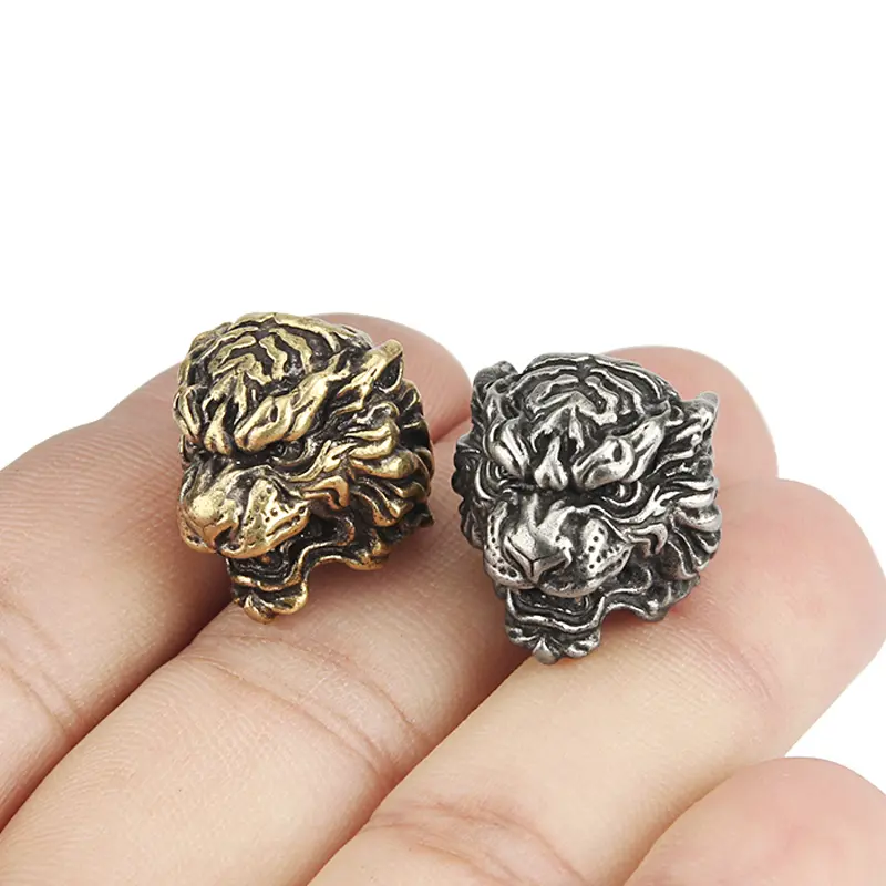 Tiger Brass Rope Beads Vintage Animal Knife Beads DIY Paracord Bead