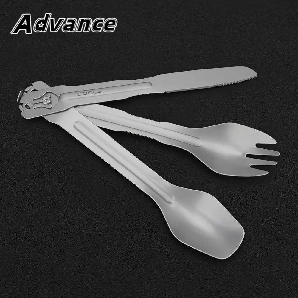 Stainless Steel Detachable Assembled Tableware Spoon Outdoor Camping Fork Travel Supplies Man Gift