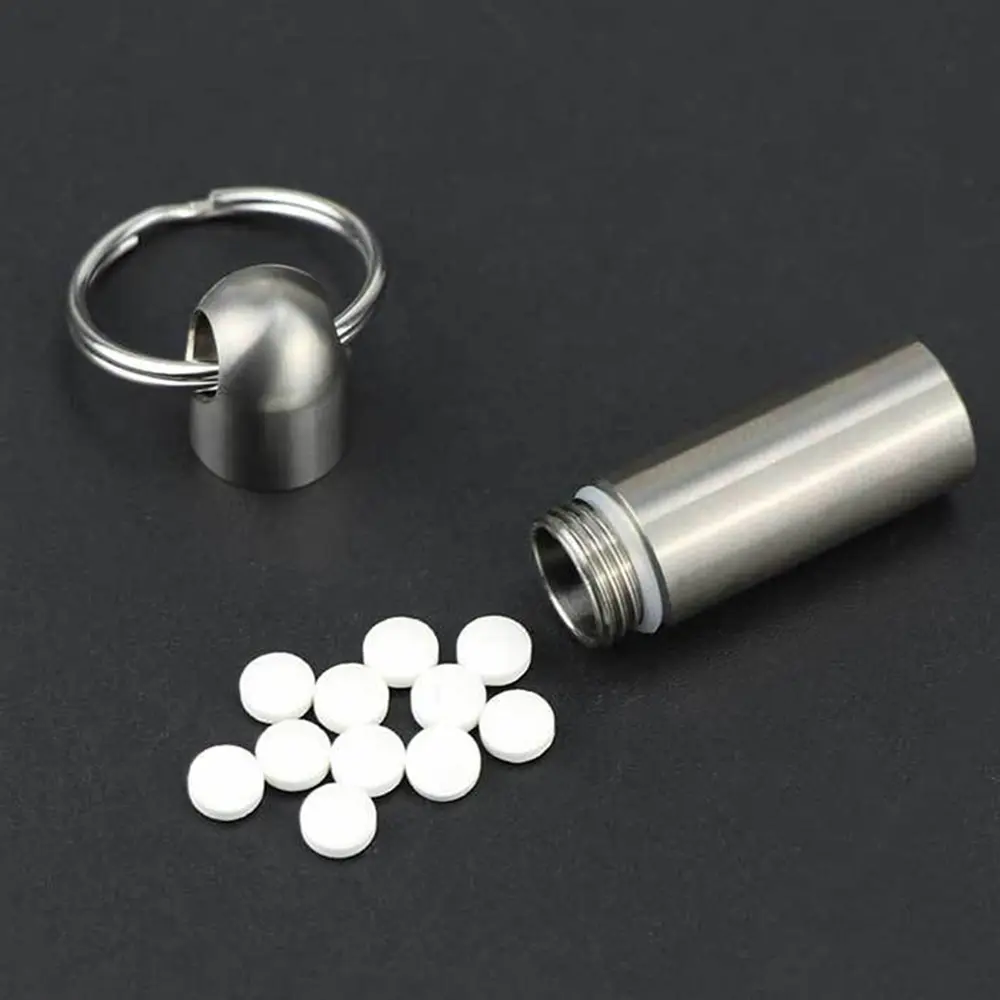Titanium Alloy Seal Bottle Portable Pill Box Canister Waterproof Moisture-proof Outdoor Tool EDC