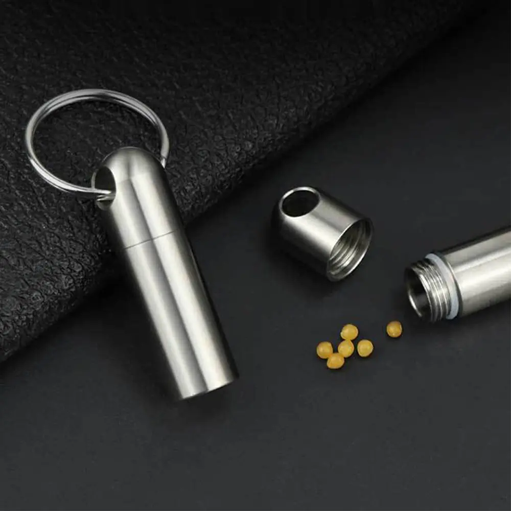 Titanium Alloy Seal Bottle Portable Pill Box Canister Waterproof Moisture-proof Outdoor Tool EDC