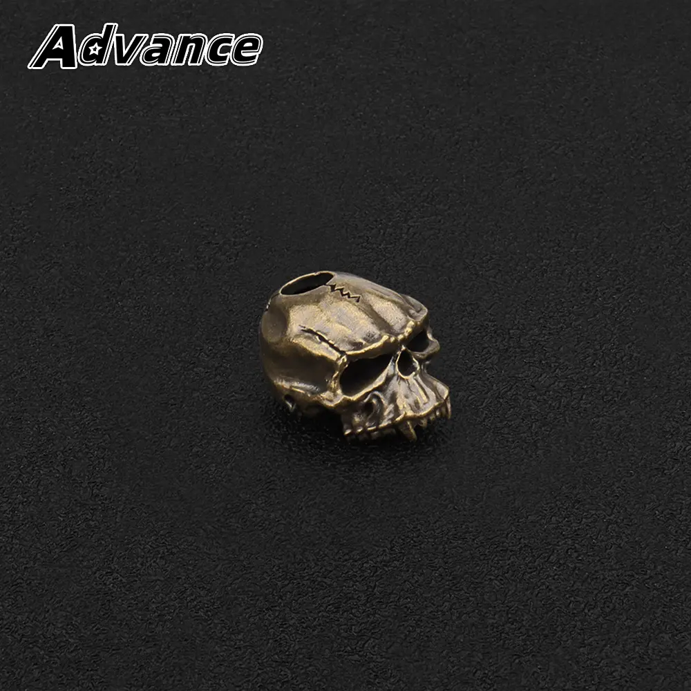 Skull Brass Bead Rope Paracord Lanyard Pendant Bead DIY Braided