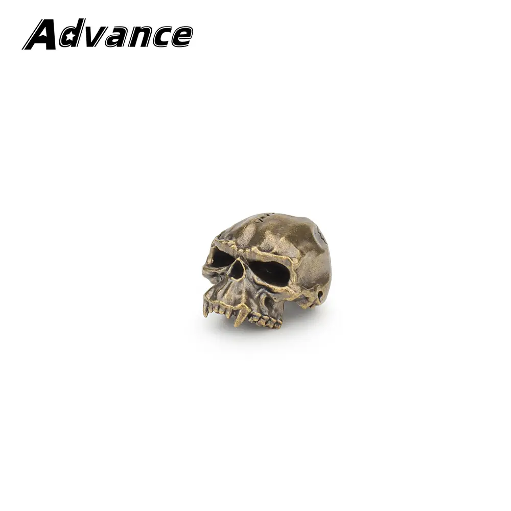 Skull Brass Bead Rope Paracord Lanyard Pendant Bead DIY Braided