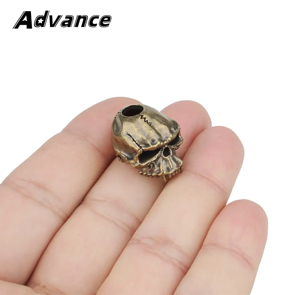 Skull Brass Bead Rope Paracord Lanyard Pendant Bead DIY Braided