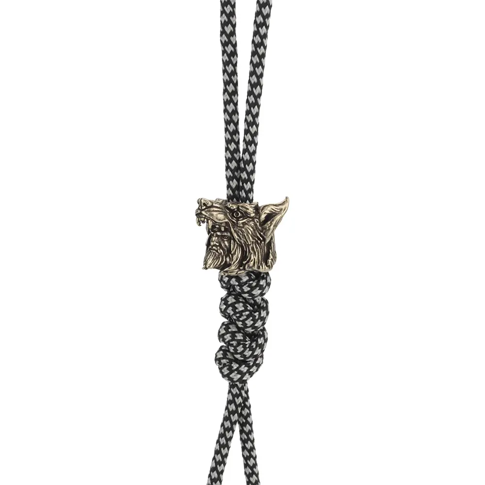 Brass Wolf Head Bead DIY Tools EDC Lanyard Pendant Keychian Accessories