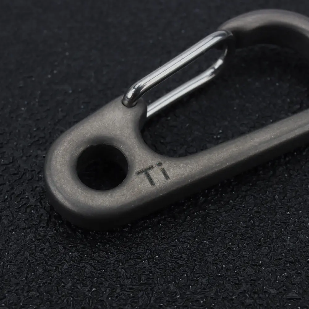 Stonewashed Simple Titanium Keychain EDC Outdoor Tool Titanium Buckle