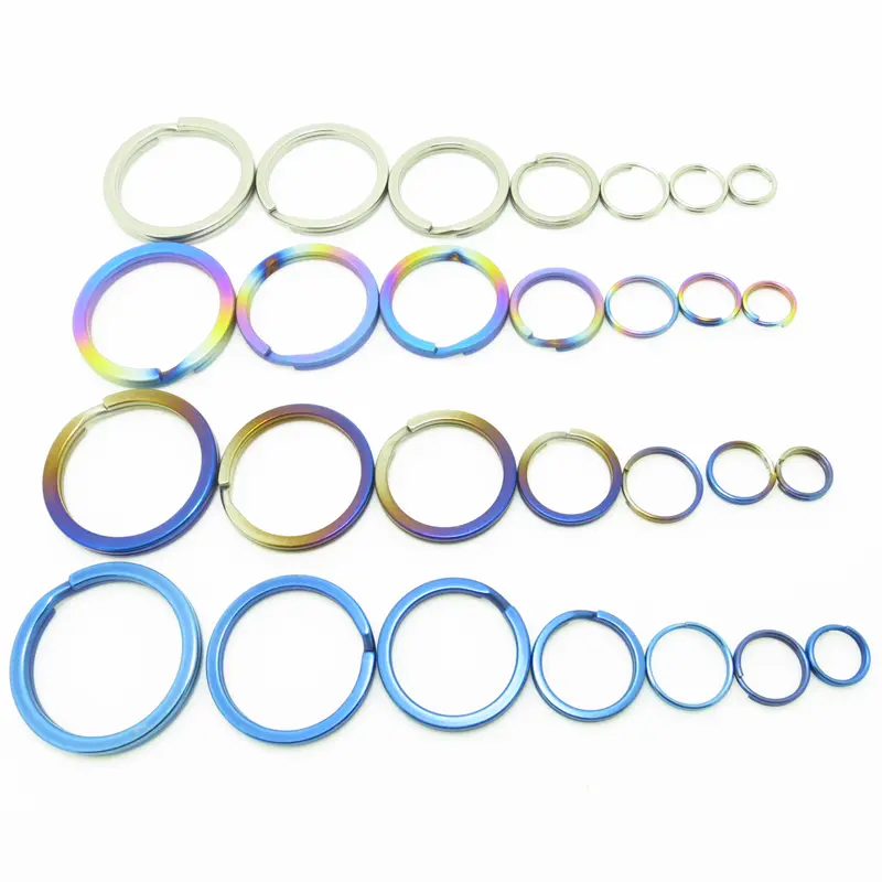 4pcs/7pcs Flame Titanium Alloy Key Ring EDC Outdoor Small Tool Blue Super Light Keyring Accessories No Rust