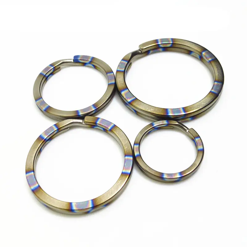 4pcs/7pcs Flame Titanium Alloy Key Ring EDC Outdoor Small Tool Blue Super Light Keyring Accessories No Rust