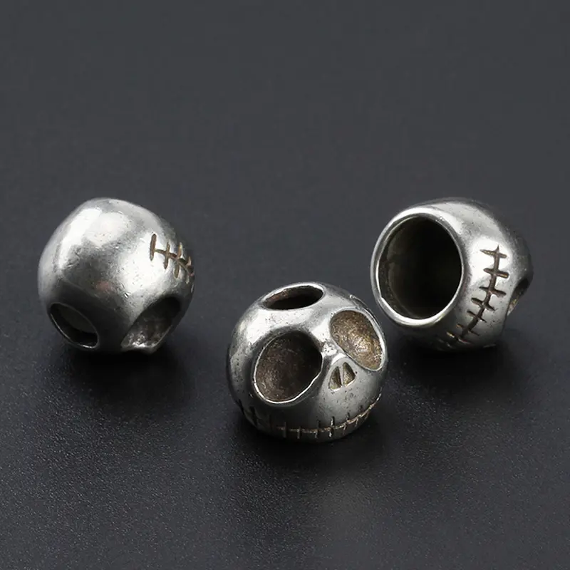 Punk Pumpkin Skull Brass Knife Beads Umbrella Rope Cord Outdoor Knife Pendant EDC Paracord Accessory