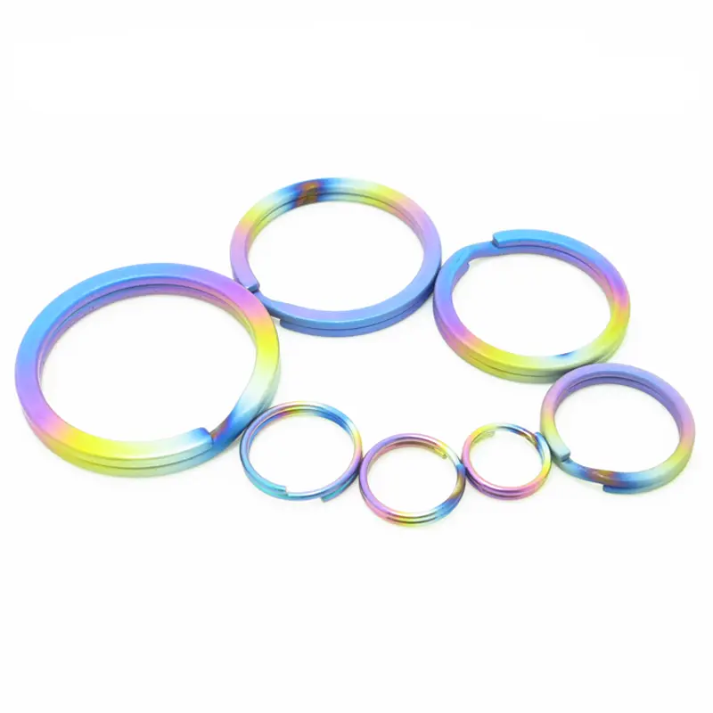 4pcs/7pcs Flame Titanium Alloy Key Ring EDC Outdoor Small Tool Blue Super Light Keyring Accessories No Rust