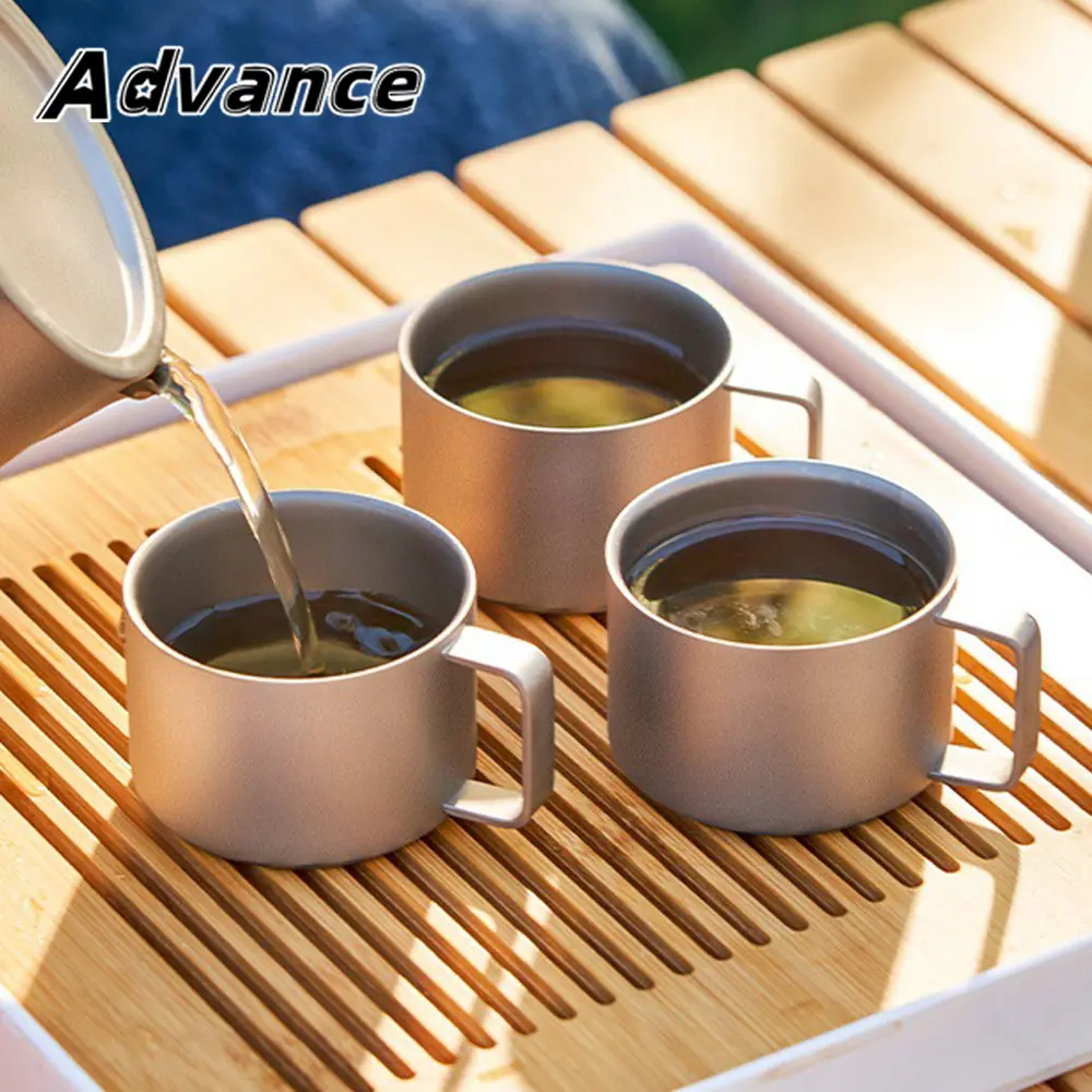 Small Titanium Coffee Cup Double Layer Cup Outdoor Camping Tableware