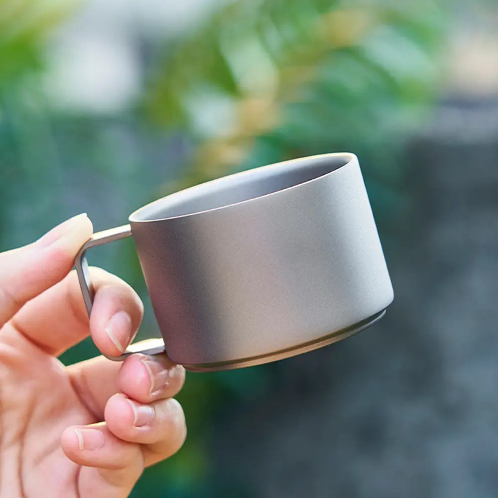 Small Titanium Coffee Cup Double Layer Cup Outdoor Camping Tableware