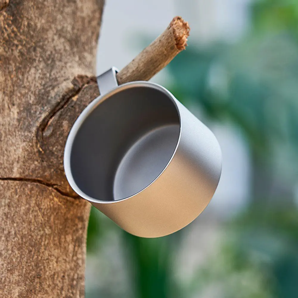 Small Titanium Coffee Cup Double Layer Cup Outdoor Camping Tableware