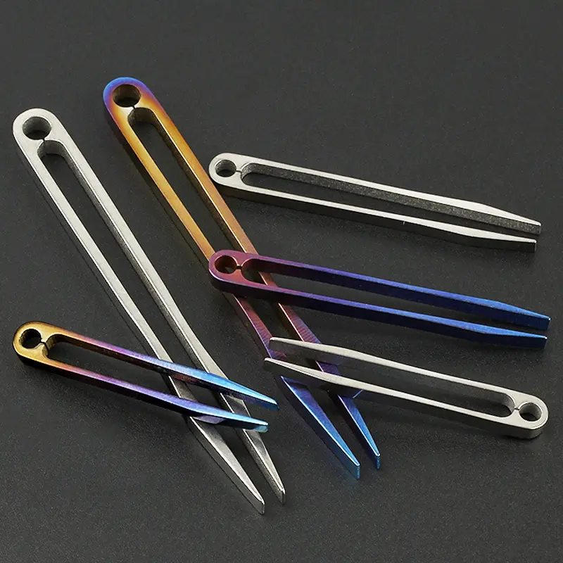 S/M/L Blue Titanium Alloy Portable Small Tweezers Silvery Mini Clip EDC Outdoor Tools