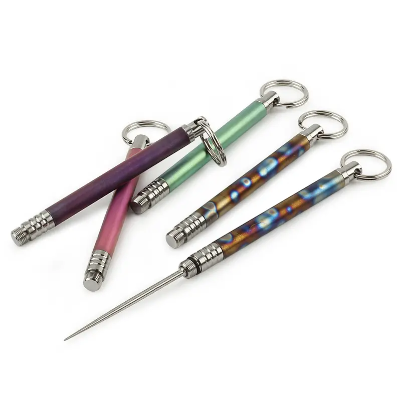Flame Titanium Toothpick Multi Tools Fruit Fork Outdoor Lightweight Titanium Alloy Toothpick