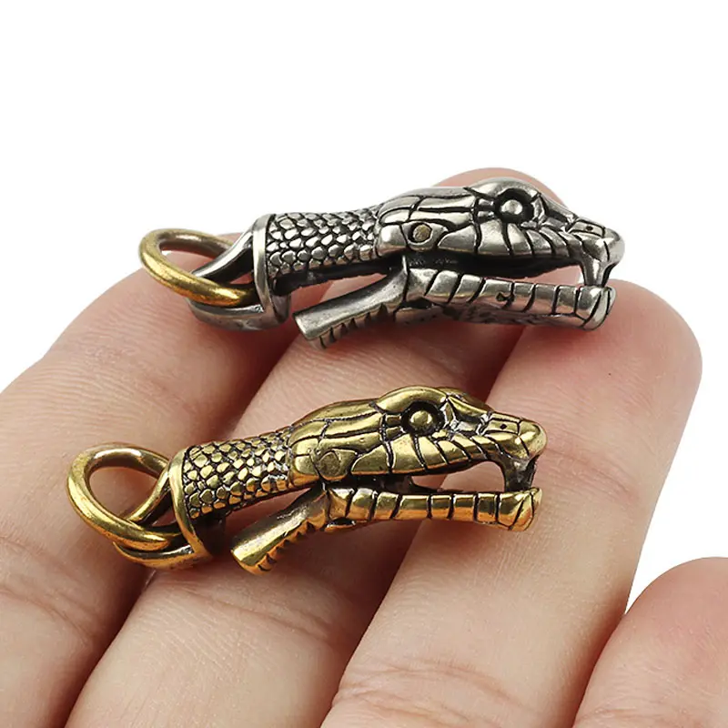 Brass Snake Head Keyring Copper Snake Buckle Outdoor Tool DIY Car Hanging Accessories