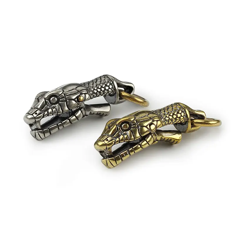 Brass Snake Head Keyring Copper Snake Buckle Outdoor Tool DIY Car Hanging Accessories