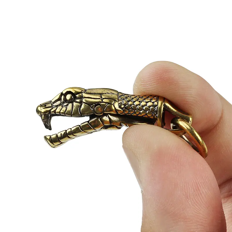 Brass Snake Head Keyring Copper Snake Buckle Outdoor Tool DIY Car Hanging Accessories