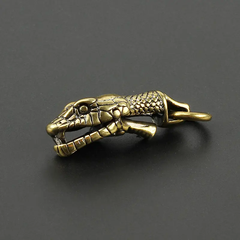 Brass Snake Head Keyring Copper Snake Buckle Outdoor Tool DIY Car Hanging Accessories