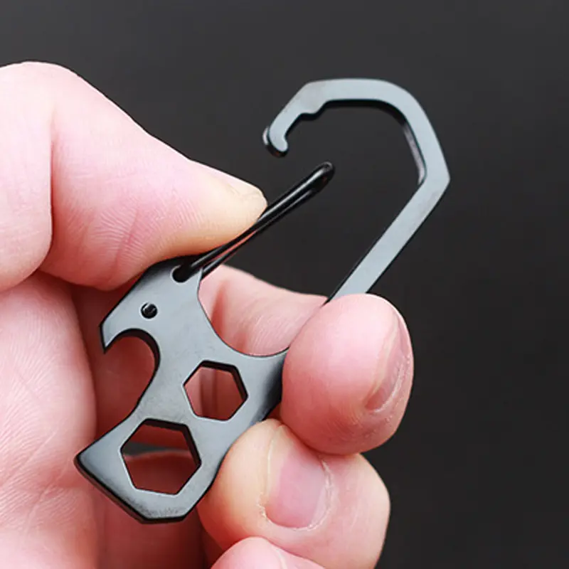EDC Stainless Steel Mountaineering Buckle Keychain Hexagon Wrench Outdoor Tools