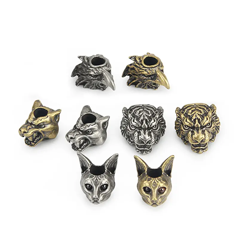 Animals Brass Rope Beads Cat Knife Beads DIY Umbrella Paracord Bead Keychain Pendant