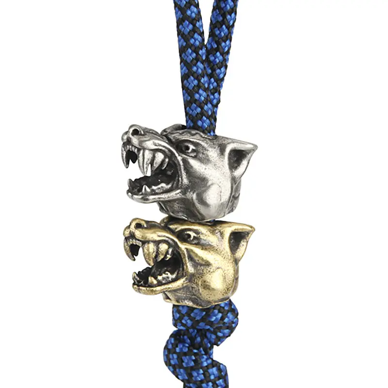 Animals Brass Rope Beads Cat Knife Beads DIY Umbrella Paracord Bead Keychain Pendant