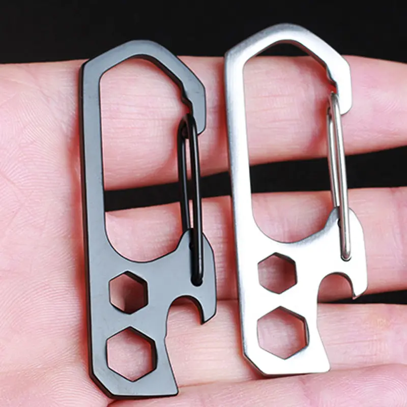 EDC Stainless Steel Mountaineering Buckle Keychain Hexagon Wrench Outdoor Tools