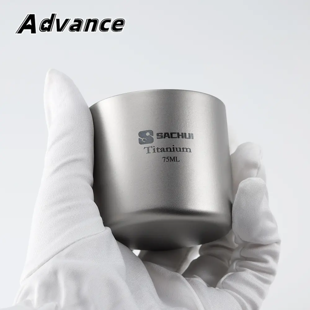 Small Titanium Alloy Coffee Cup Double Layer Tea Cup Outdoor Camping Tableware