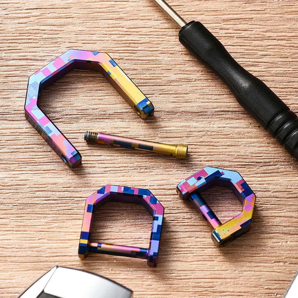 Colorful D Shape Titanium Alloy Buckle Multi-Tool Outdoor EDC Keychain Accessories