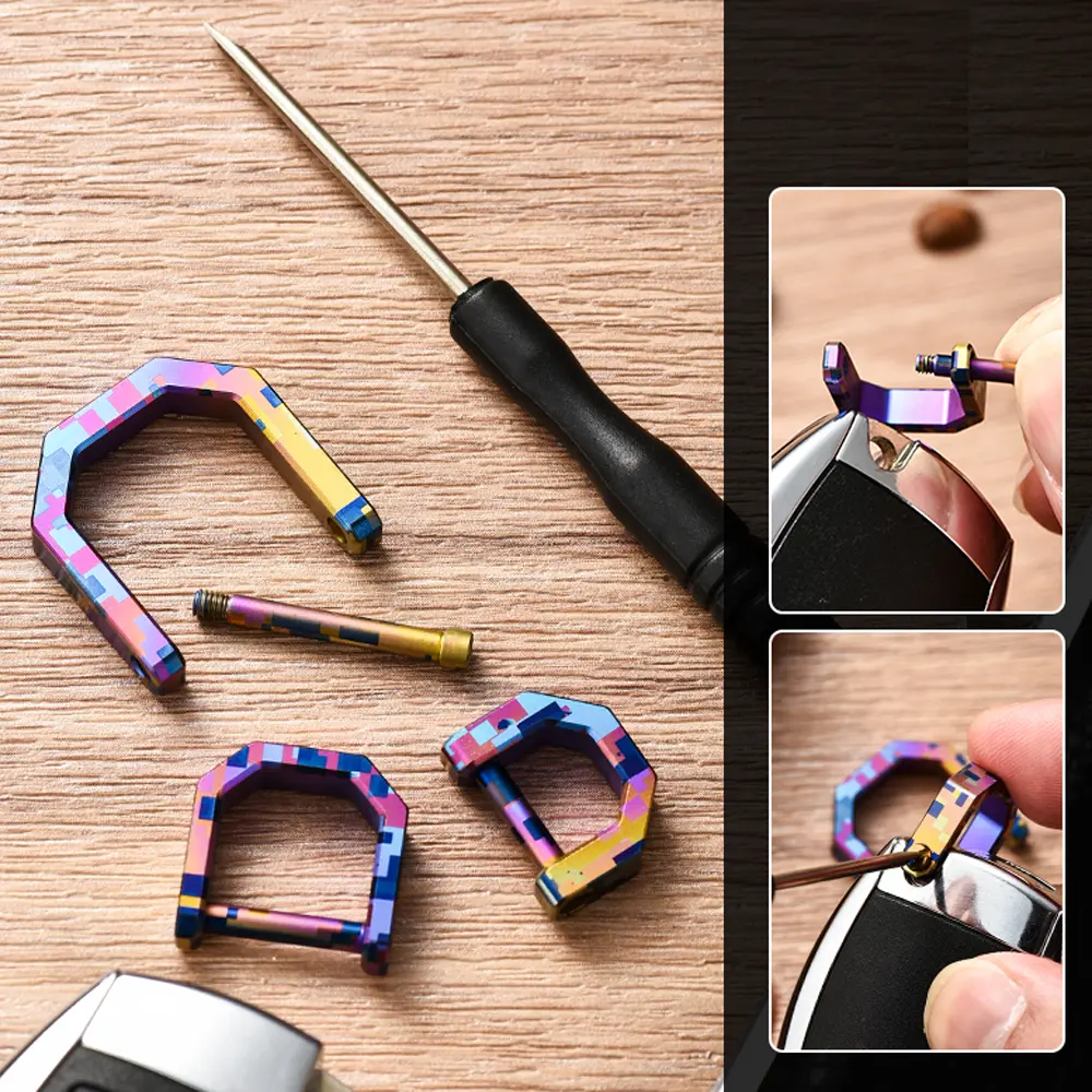 Colorful D Shape Titanium Alloy Buckle Multi-Tool Outdoor EDC Keychain Accessories