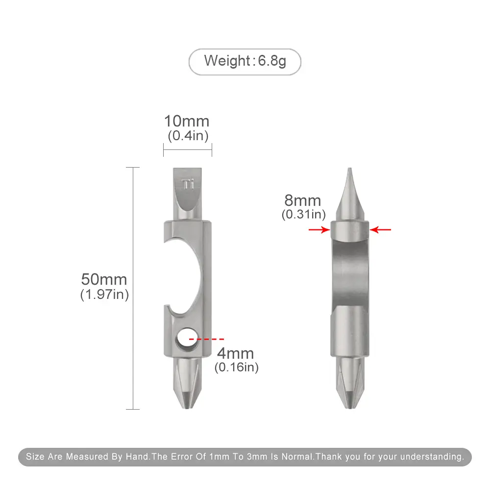 Portable EDC Tool Titanium Alloy Multifunctional Screwdriver Head Cross Shaped Pocket Multi Tool Outdoor